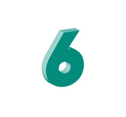 3D Linear modern logo of the number 6. Number in the form of a line strip. Linear abstract design of alphabet number character and digit. logo, corporate identity, app, creative poster and more.