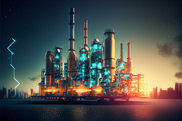 Obraz na płótnie Canvas Smart chemical oil refinery plant, power plant, background , Gas Oil depot, Crude Oil Refinery Plant, Chemical or Petrochemical