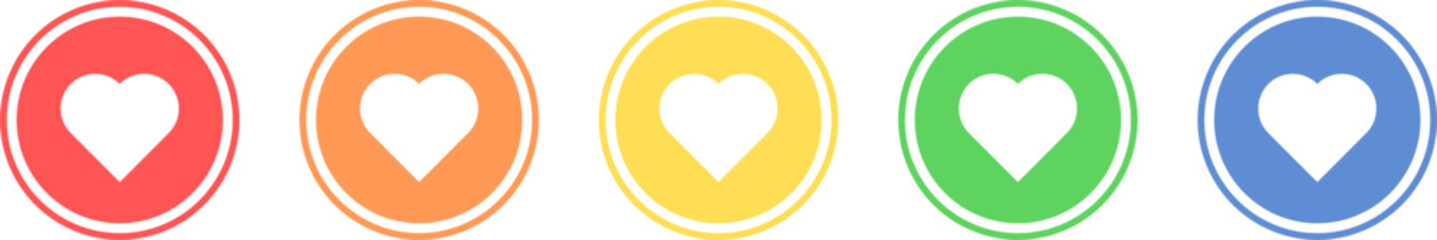 Like icon set. Favorite icon in various colors.