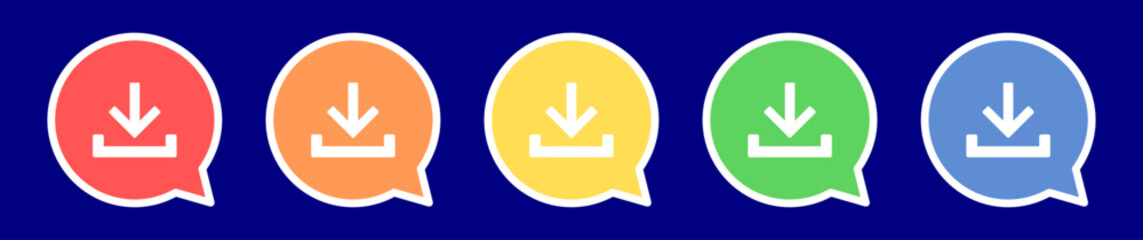 Speech bubble download icon. Transfer icon in various colors.