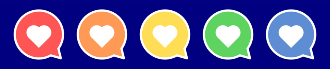 Speech bubble heart icon. Heart icon in various colors.
