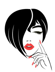 woman faceю portrait of a woman. Hair stile icon, the girls face	
