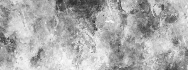 Silver, gray watercolor textured on white paper background. silver watercolor painting textured design on white background.  Paint leaks and Ombre effects. Gray watercolor texture.