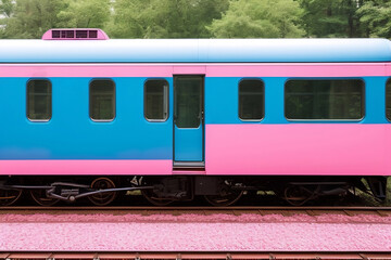Fototapeta premium Colorful train on the railway
