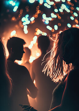 Clubbers dancing & celebrating - ravers, revellers, nightclubbing