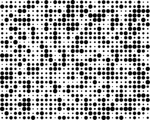 Black circles random size on white background, seamless pattern, creative design templates	