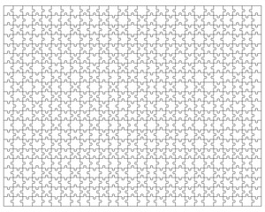 Illustration of big white puzzle, separate pieces	