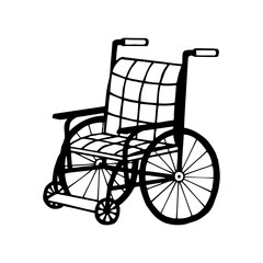 Fototapeta na wymiar Wheelchair. Vector stock illustration eps10. Outline, isolate on white background. Hand drawn.