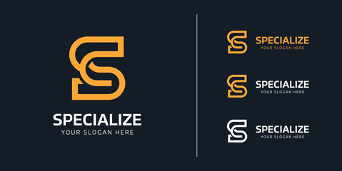 Modern Letter SC logo. Monoline logo