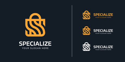 Modern Letter S Shopping bag logo. Monogram logo
