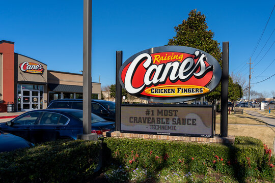 Pearland, Texas, USA - February 14, 2022: A Raising Cane's Chicken Fingers Restaurant in Pearland, Texas, USA.
