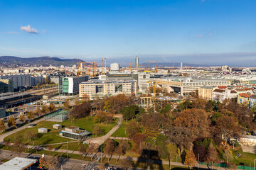 Beautiful aerial view of Vienna in Austria..Cityscape of Vienna at Christmas time. - 557601319