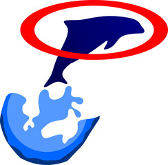 The illustrations and clipart. logo design. water and a dolphin as a symbol or icon.