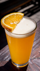 Delicious and refreshing beermosa in a crystal glass