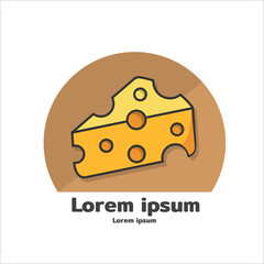 Cheese icon vector line icon, yogurt, dutch, ricotta symbols cheese color icon for app web logo banner icon - Vector