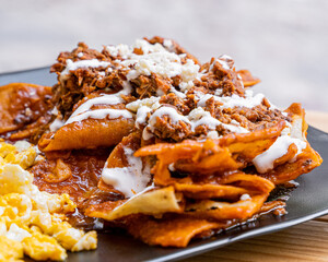 chilaquiles with birria Mexican style