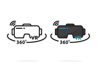 vr headset icon, virtual reality headset 3D, Device Simulation smartglasses, 360 degrees for app web logo banner button icon - Vector