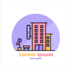 Naklejka premium Hotel icon buildings vector travel symbols for app web logo banner button icon - Vector