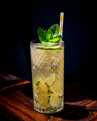 tropical citrus mixology drink with liqueur