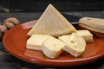 Cheese collection, French reblochon de savoie gratin cheese close up