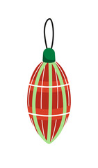 Checkered Christmas ornament. Decoration. Cartoon, flat, vector