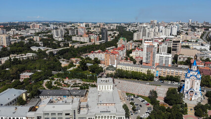 Fototapeta na wymiar Khabarovsk city from a bird's-eye view.