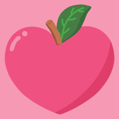 pink heart shape apple vector