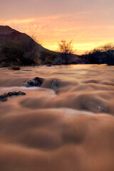 The flow of a valley in the Sultanate of Oman, where the picturesque nature