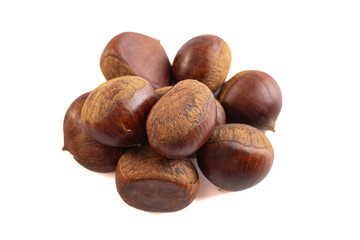 A Pile of Raw and Whole Chestnuts on a Transparent Background