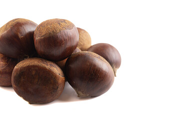 A Pile of Raw and Whole Chestnuts on a Transparent Background