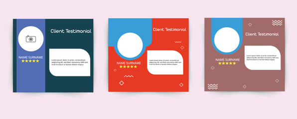 Customer feedback testimonial template vector with star ratings. Client testimonials template design with dark gray and yellow color. Customer feedback review or testimonial layout vector.