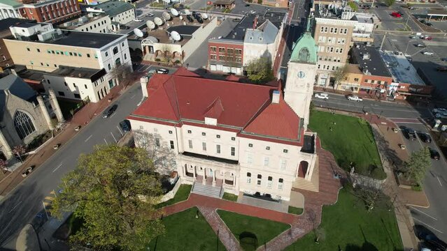 Rockingham County Courthouse Harrisonburg Virginia Drone Above Cinematic
