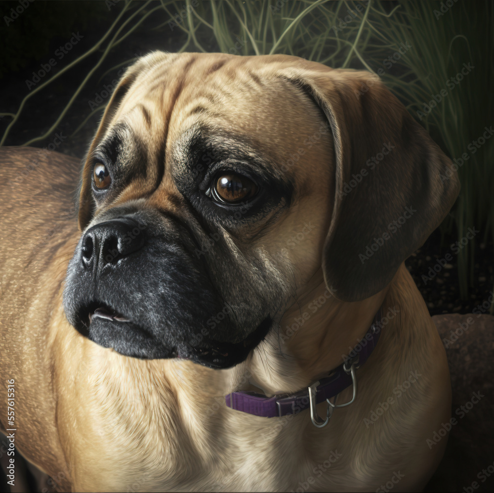 Aufkleber puggle dog portrait generated by generative ai