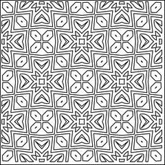 Stylish texture with figures from lines.
Abstract geometric black and white pattern for web page, textures, card, poster, fabric, textile. Monochrome graphic repeating design. 