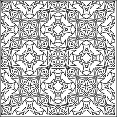 Stylish texture with figures from lines.
Abstract geometric black and white pattern for web page, textures, card, poster, fabric, textile. Monochrome graphic repeating design. 