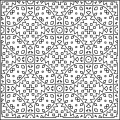 Fototapeta premium Stylish texture with figures from lines. Abstract geometric black and white pattern for web page, textures, card, poster, fabric, textile. Monochrome graphic repeating design. 