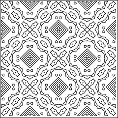 Stylish texture with figures from lines.
Abstract geometric black and white pattern for web page, textures, card, poster, fabric, textile. Monochrome graphic repeating design. 