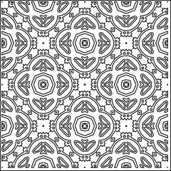 Stylish texture with figures from lines.
Abstract geometric black and white pattern for web page, textures, card, poster, fabric, textile. Monochrome graphic repeating design. 