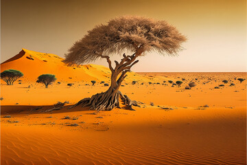 ai midjourney illustration of a tree in the dry sahel desert zone