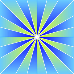 Bright gradient blue and yellow rays converging in the center. Vector pattern