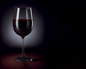 Glass of red wine over dark background with copy space, 3D illustration.