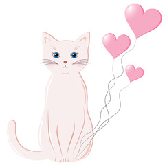 Obraz premium Kitten with hearts