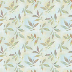 Watercolor, branches seamless pattern. Delicate leaves for wallpaper, print, wrapping paper, textile.