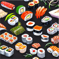 verschiedene Sorten Sushi