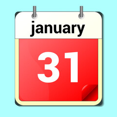 calendar vector drawing, date January 31 on the page
