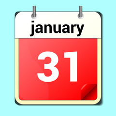 day on the calendar, vector image format, January 31