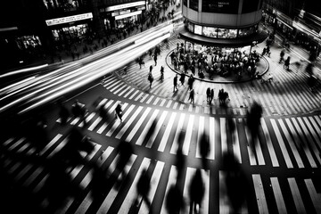 The Energy of the City: An Aerial View of a Crowded Street