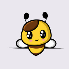 Cute Bee illustration Bee kawaii chibi vector drawing style Bee cartoon