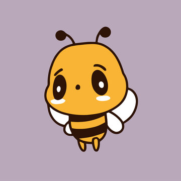 Cute bee kawaii chibi drawing style Royalty Free Vector