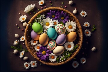 Obraz na płótnie Canvas Close up view of textured easter eggs